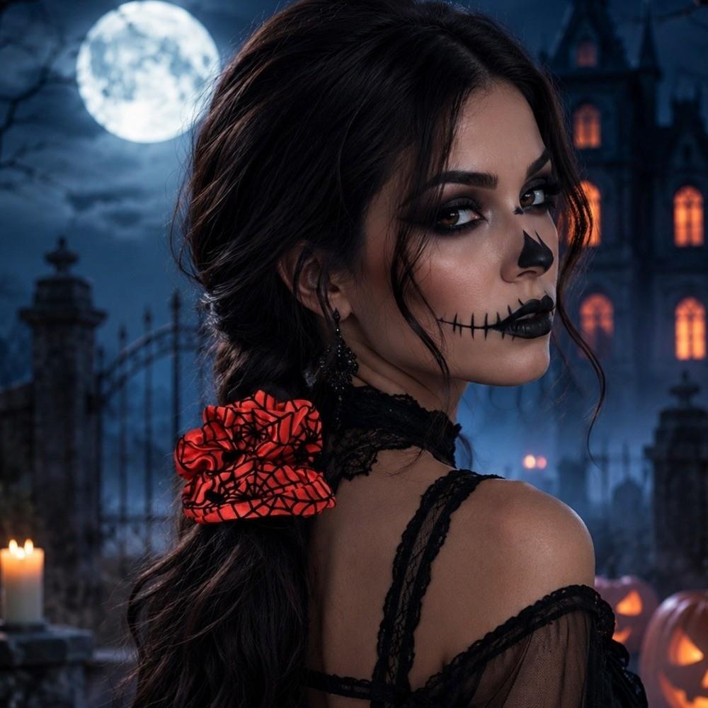 Bat Pumpkin Hair Clip Gothic Halloween Scrunchie Fashion Spider Web Hair Bow Wedding