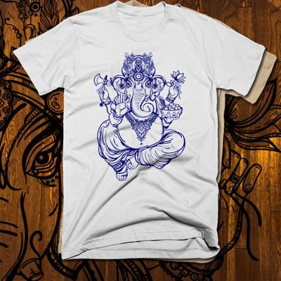 Yoga T-Shirt Hinduism Zen Buddhist Meditation Namaste Elephant Peace Tee S-2XL