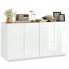 Eetkamer buffet - HOMCOM - met 4 soft-close deuren en verstelbare planken - 140 x 40 x 75 cm - gelakt wit