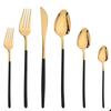 6Pcs Dinnerware Set Stainless Steel Gold Tableware Knife Fork Dessert Spoon Cutlery Set Western Kitchen Flatware Silverware