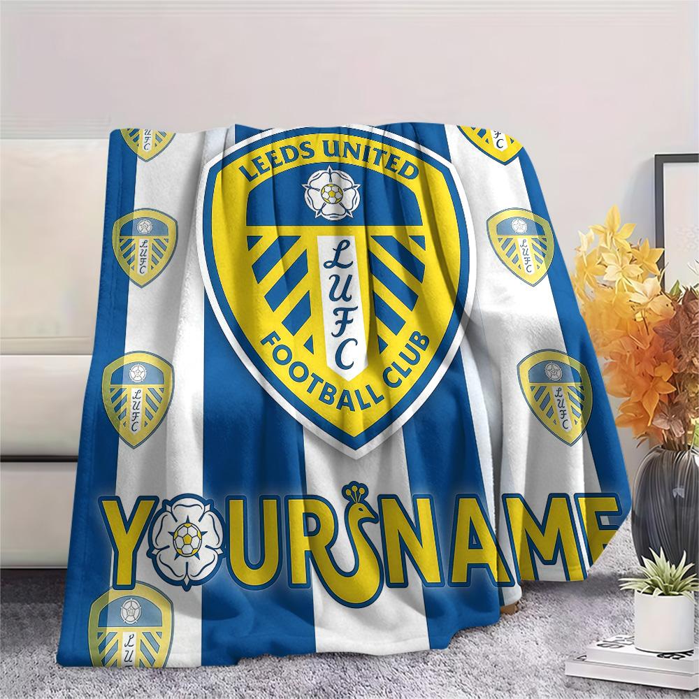 Custom Name Leeds United2 Flannel Blanket, High quality Comfortable for All Seasons, Home Decor, Warmth and Comfort