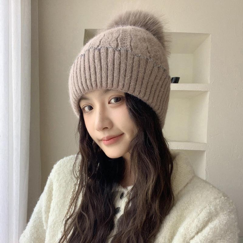 

Кружевная милая универсальная вязаная шерстяная шапка для женщин осень и зима повседневная шапка-пуловер для путешествий на открытом воздухе ветрозащитная теплая шапка One size