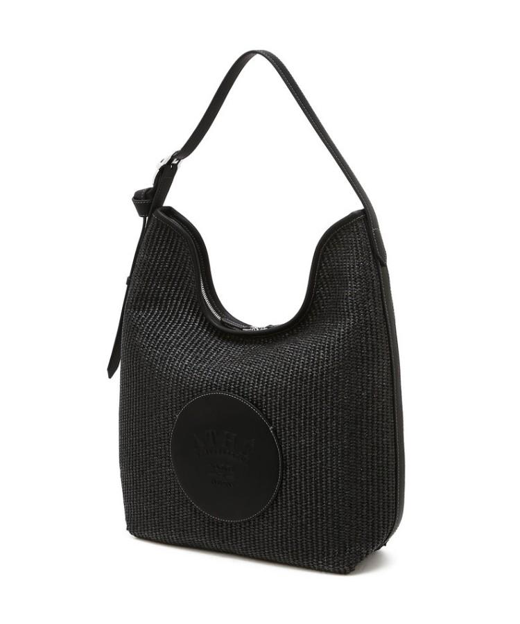 Athe Vanessabruno [Ecole] Black Ecole Raffia Shoulder Bag Aaba6E822Bk