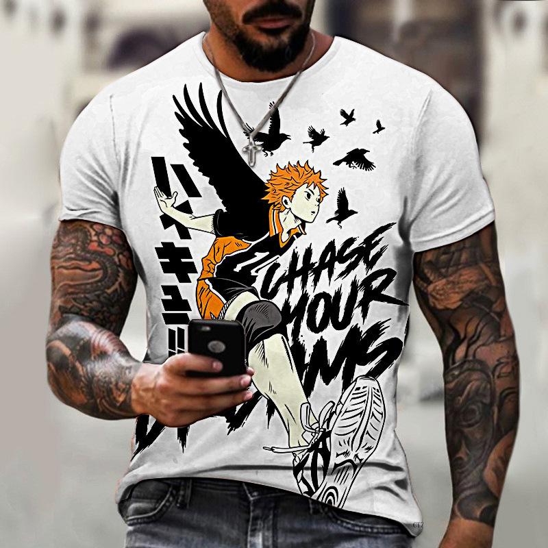 

Japan 3D Printed Short Sleeved T-shirt Summer Breathable polyester Simple Round Neck Top 6XL