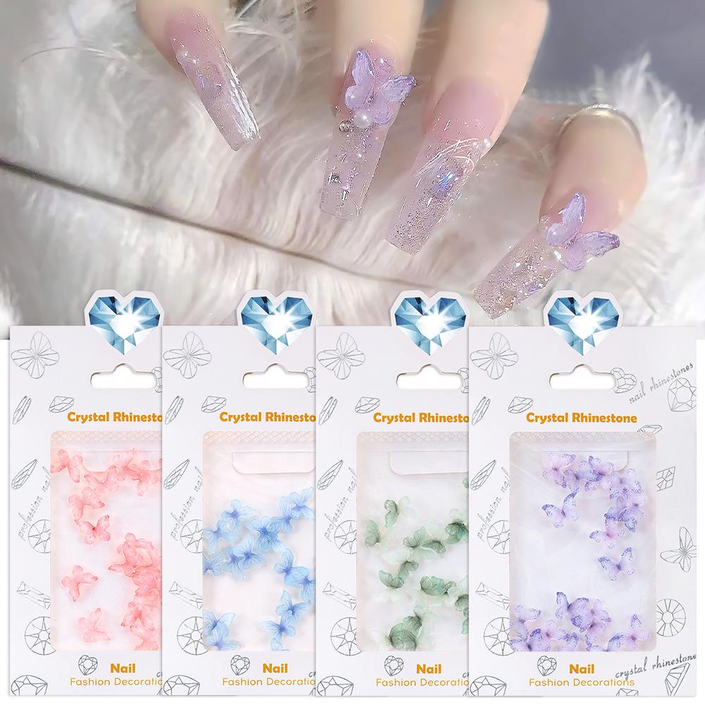 Resin Butterfly Nail Art Accessories Fairy Cute Three-Dimensional Versatile Transparent Ribbon Bow Nail Accessories