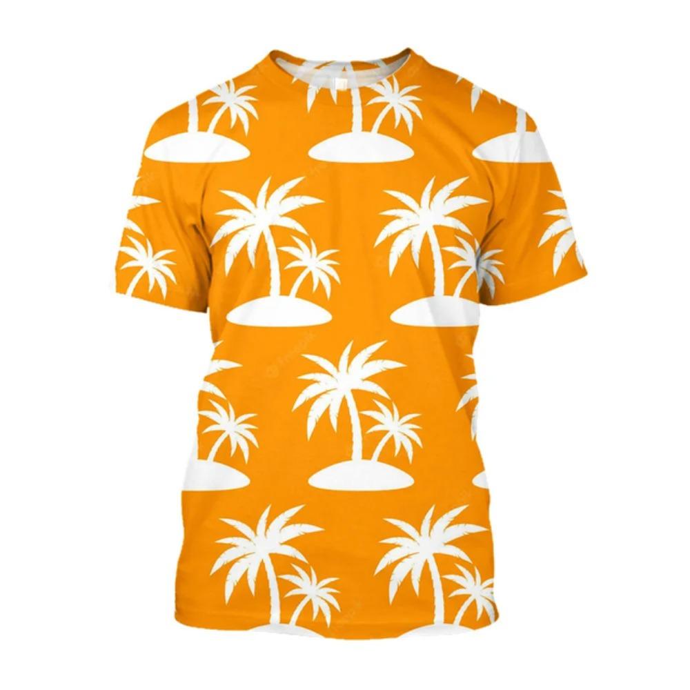 

Летняя мода, новые футболки с графическим принтом в гавайском стиле для мужчин, трендовые повседневные футболки с принтом кокосовых пальм на пляже, с круглым вырезом и коротким рукавом 6XL