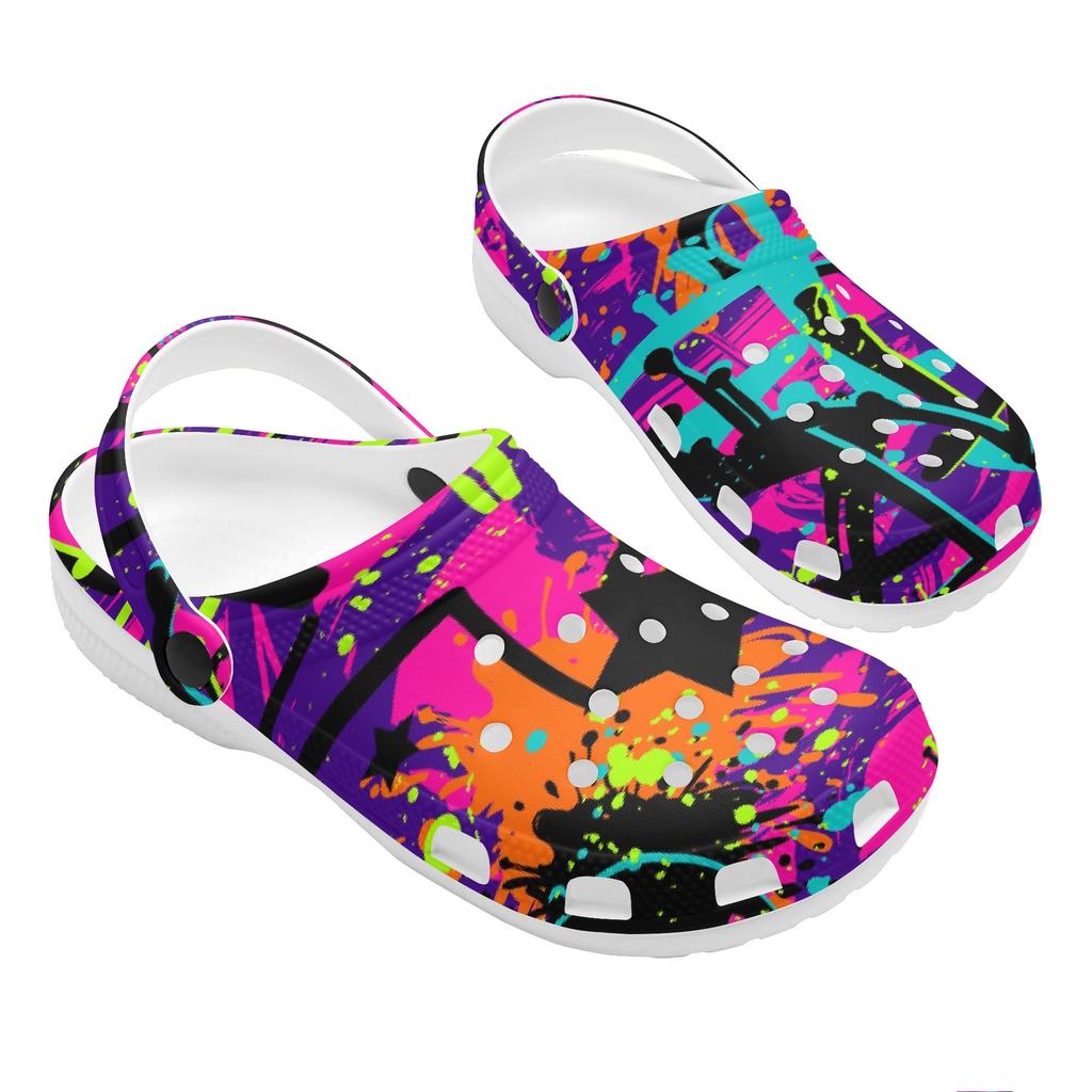 Colorful EVA Clogs for Women Men Printed Breathable Slip On Garden Shoes Lightweight Beach Pool Home Bathroom Pool Shower Use