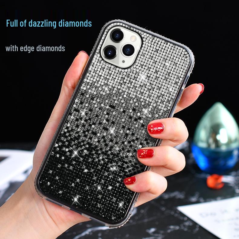 Creative Gradient Rhinestone iPhone Case for 13, 16, XS Max, XR, SE, and 17