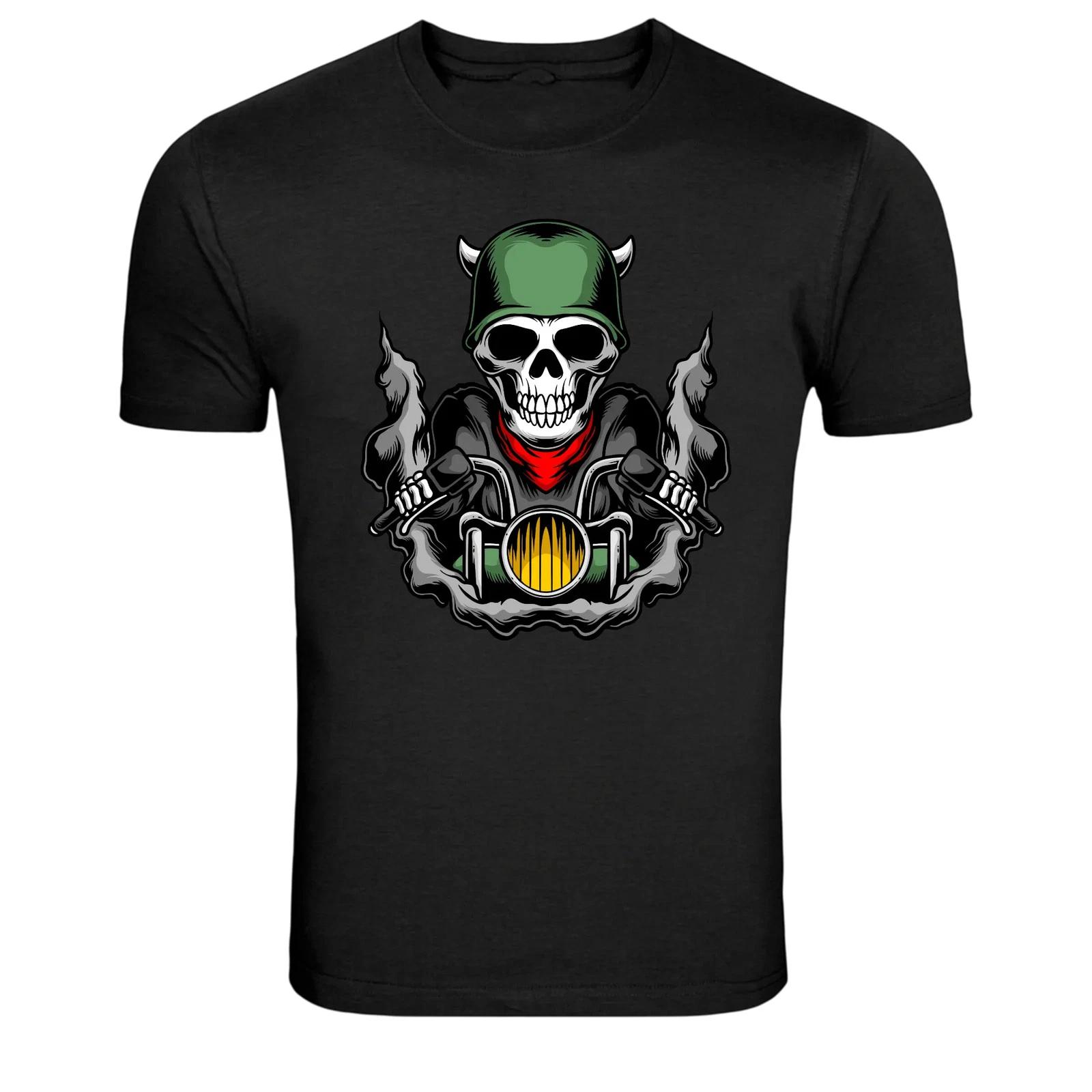 Skeleton Biker Riding Motorcycle Dark Rider T-Shirt XL