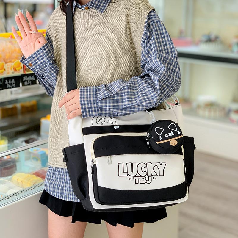 Torba na ramię damska prosta rekreacyjna studencka torba tote o dużej pojemności z nadrukiem literowym torba listonoszka