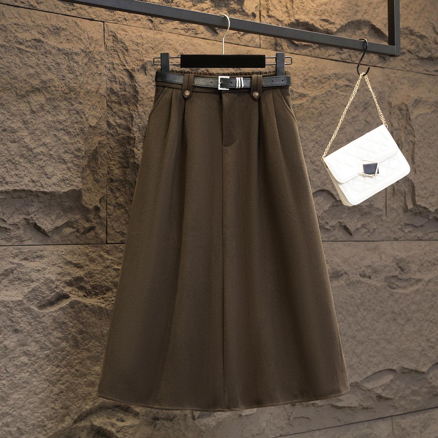 

Large Size Women s Winter New Fat MM High Waist, Age-reducing Slimming and Thick Wool Skirt Mid-length A-line Skirt 4XL