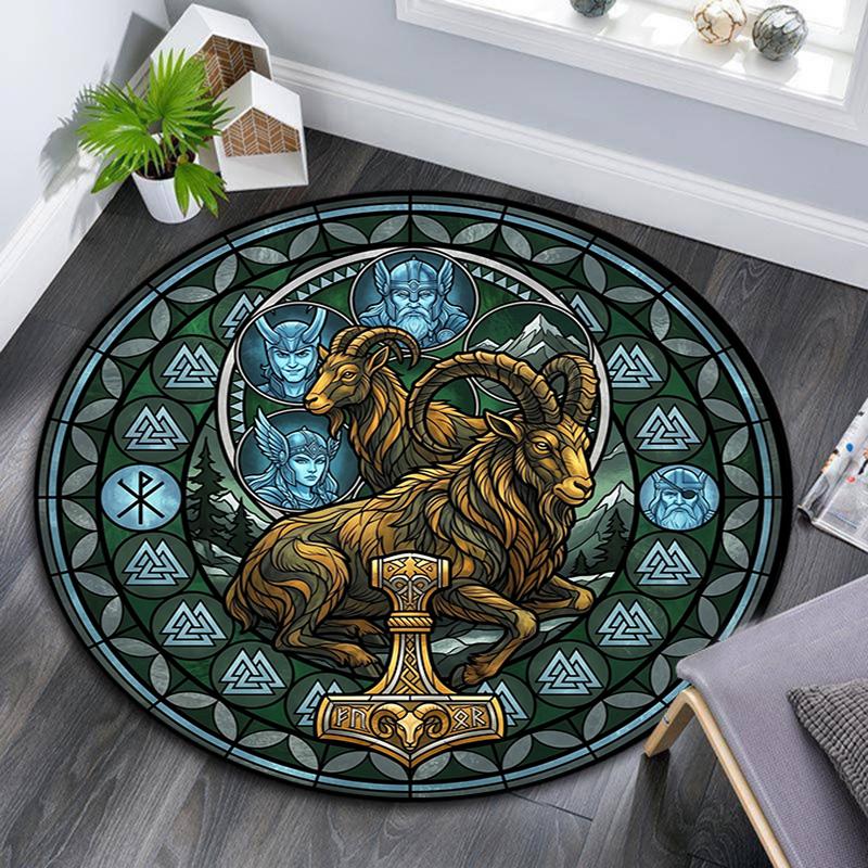 Ragnarok Symbolism Round Area Rug Under Office Chairs Bedroom Living Room Home Decor