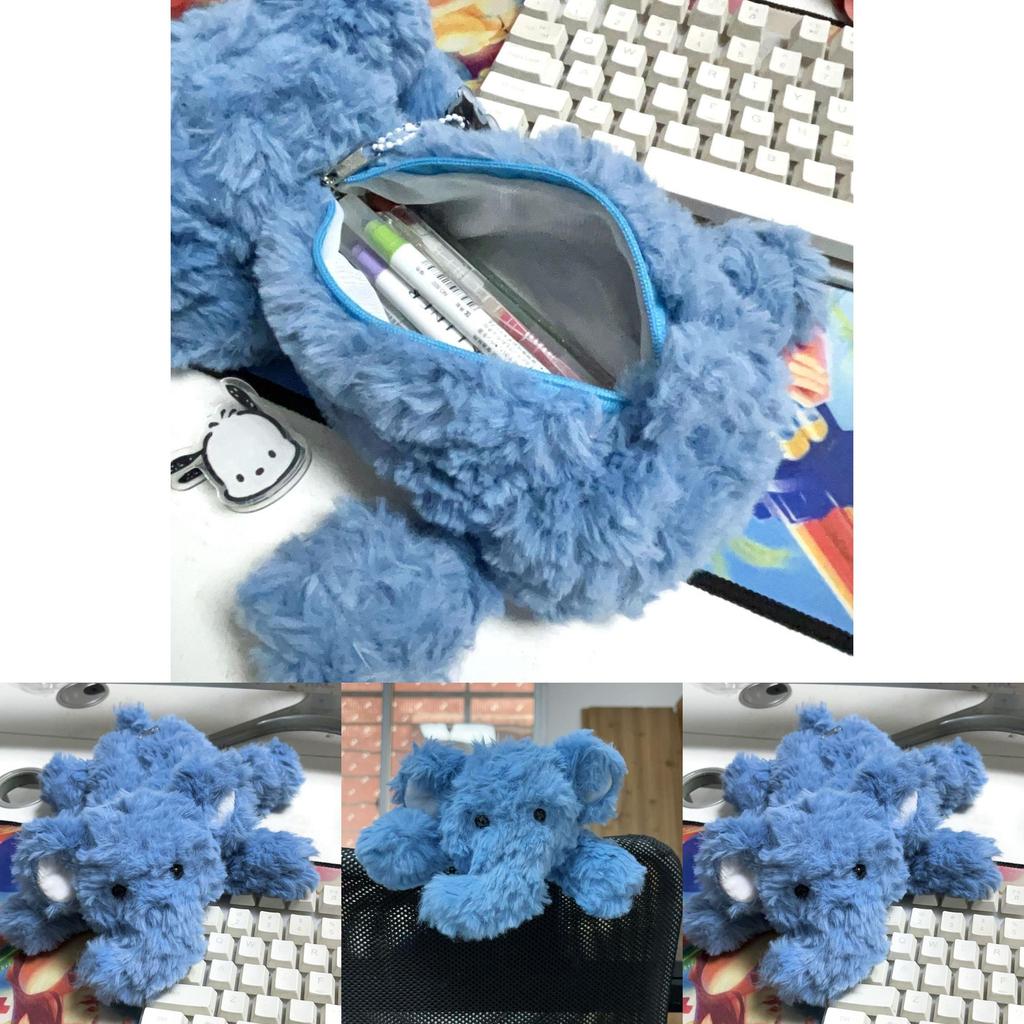 Adorable Elephant Stuffed Pen Bag With Plush Material For Kids School Supplies