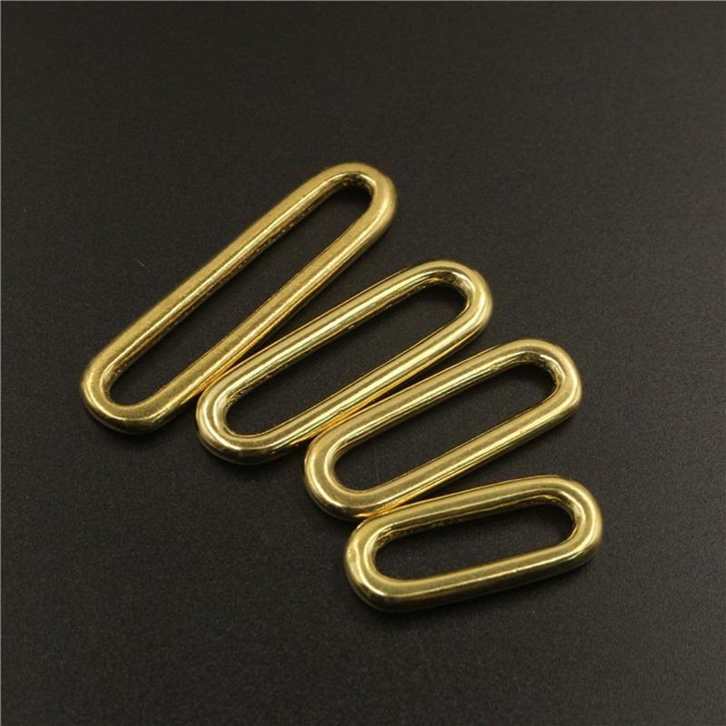 2pcs Molded Cast Solid Brass Oval Loop Ring Buckle Leather Craft Bag Luggage Shoulder Strap Webbing Belt Strap Keeper