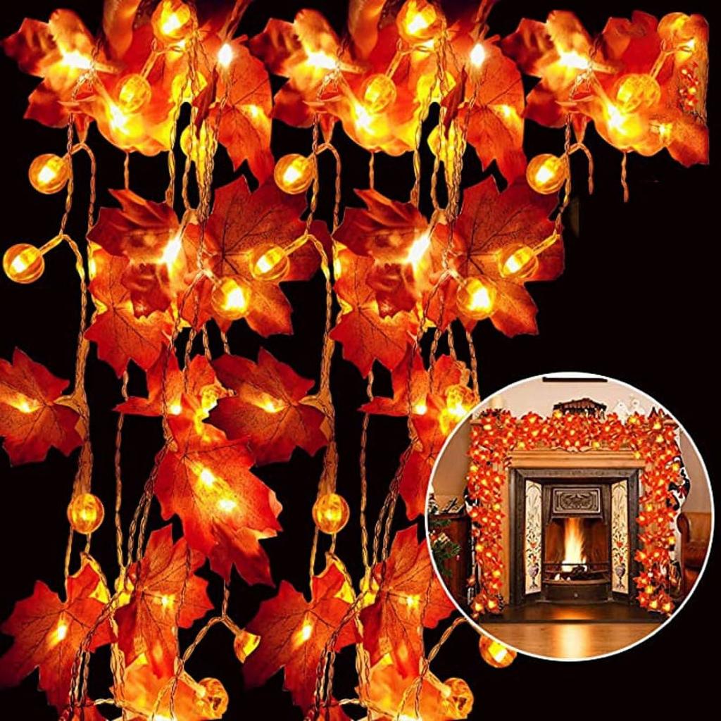 LED Maple Leaf  Light String Halloween Thanksgiving Garden Party Decoration Lights