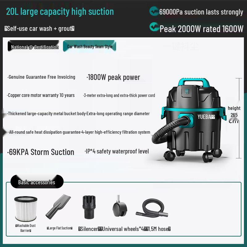 

Yueba High-Power Industrial & Commercial Vacuum Cleaner for Carpet and Grout Cleaning