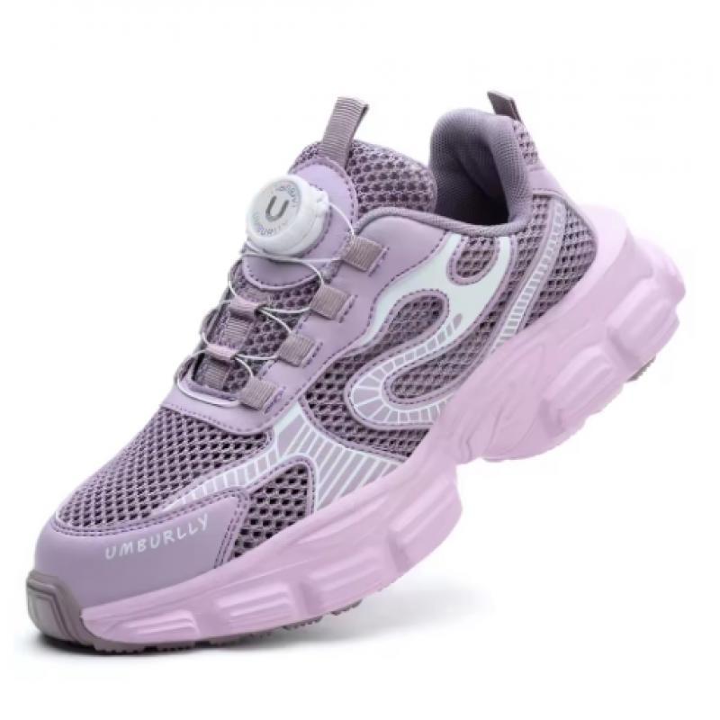 Módní otočné knoflíkové bezpečnostní boty dámské letní pracovní obuv ocelová špička pracovní tenisky prodyšná ochranná pracovní obuv pro ženy protiskluzová