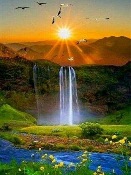 5D Diamond Painting Sunset Love Beach DIY Round Full Diamond Embroidery Kit Landscape Home Decoration Crafts