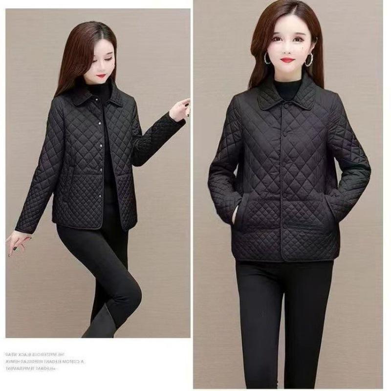 2025 Women's Elegant Quilted Diamond Jacket - Autumn/Winter Lightweight Casual Style