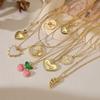 HECHENG, Enamel Drip Glaze Heart-Shaped Fruit Cherry Pendant Necklace, Women's Simple Retro Zircon Accessory, 1 Piece