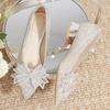 Comfortable Chunky Heel Bridal Shoes: Mid-Heel Crystal Wedding Shoes for Pregnant Brides