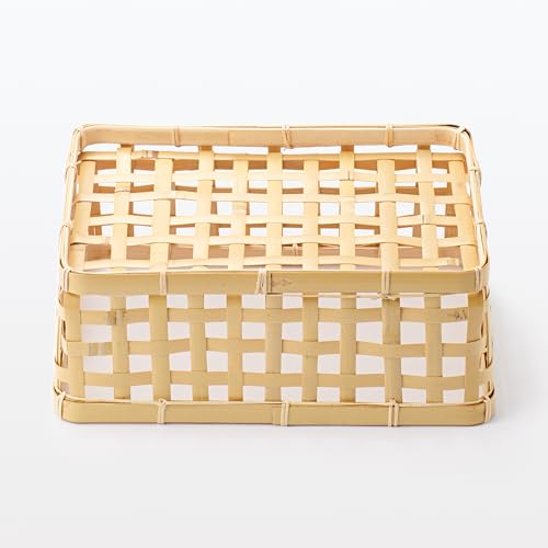 MUJI Bamboo Woven Basket, Natural, Approx. 21cm W X 30cm D X 12cm H, MDC77A2S
