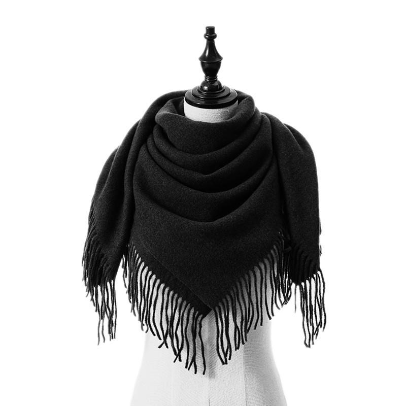 New Solid Color Wool Square Scarf Women's Imitation Cashmere Autumn and Winter Warm Scarf Cashmere Shawl