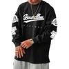 Men's Loose Fit Letter Graphic Drop Shoulder T-Shirt Oversized Casual Long Sleeve Trendy Tee Tops