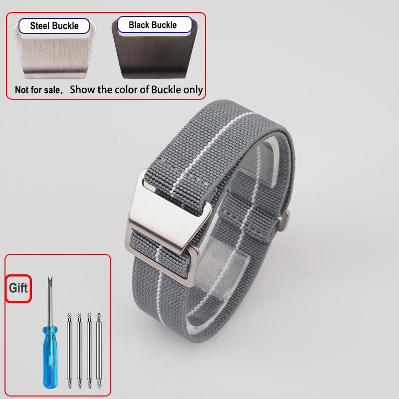 60s French Troops Parachute Bag Elastic Watch Strap 18 20mm 22mm Nylon Watchbands Man's Universal Ballistic Fabric Wristband