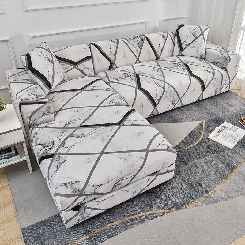 Stretch Sofa Überwurf Sofabezug Spandex Rutschfest, mit elastischem Saum für L-Form Ecksofas, Ideal für Kinder und Haustiere