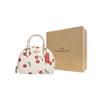 Coach Sydney 21 Zipper Cherry Print Coated Canvas And Leather Shoulder Crossbody Handbag Small Women Handbags White CF421-IMCAH