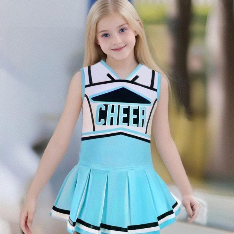 Kids Cheerleading Uniform Girls Dance Performance Dress Cute Sports Meet Outfit