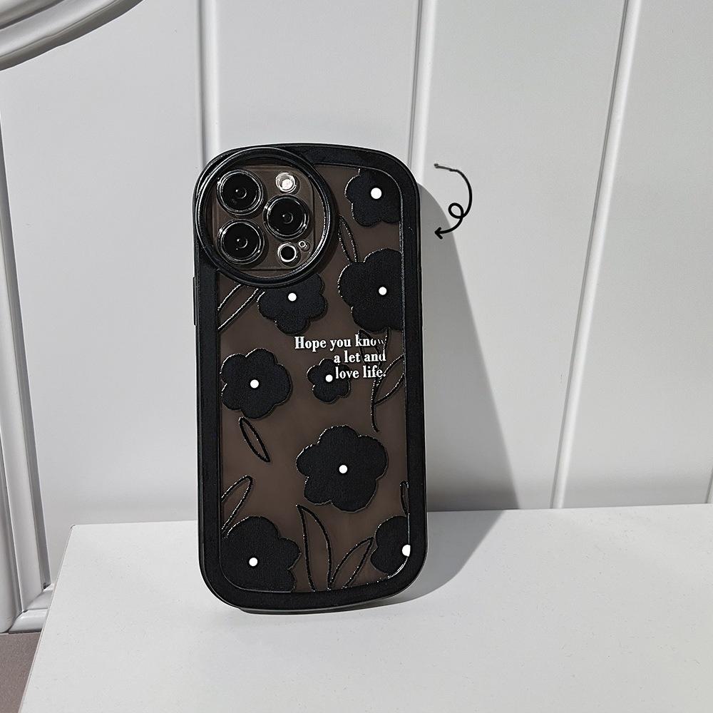 High End Black Flower 15 Suitable for IPhone 13 Apple Phone Case 14pro Max Silicone 8 X Cold 11