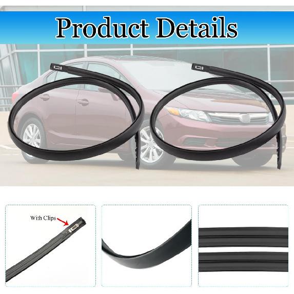 Roof Molding Drip Weatherstrip Compatible with Honda Civic Sedan 2012 2013 2014 2015 4-Door, Pair Car Roof Drip Side Finish Moulding, Replaces