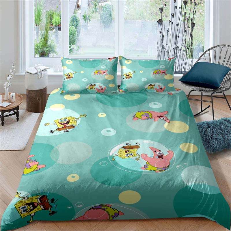A Variety of SpongeBob SquarePants Patterned Bedding Sets, Soft Duvet Covers and Pillowcases, Suitable for Teenagers, Children a
