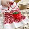 Cute Dog Vest Soft Cat Skirt Fashion Pet Strawberry Dress  Pet Party