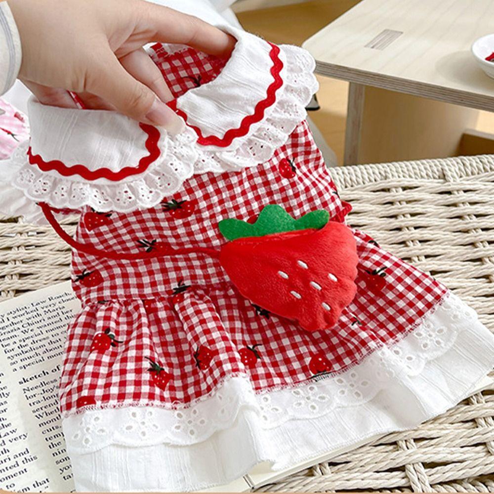 Cute Dog Vest Soft Cat Skirt Fashion Pet Strawberry Dress  Pet Party