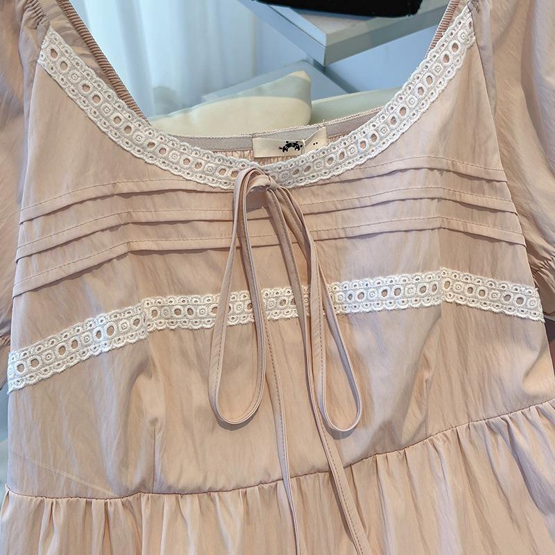 Plus-size Women's Sweet and Gentle Style Cinched Waist Short-sleeved DressSummer Princess Dress