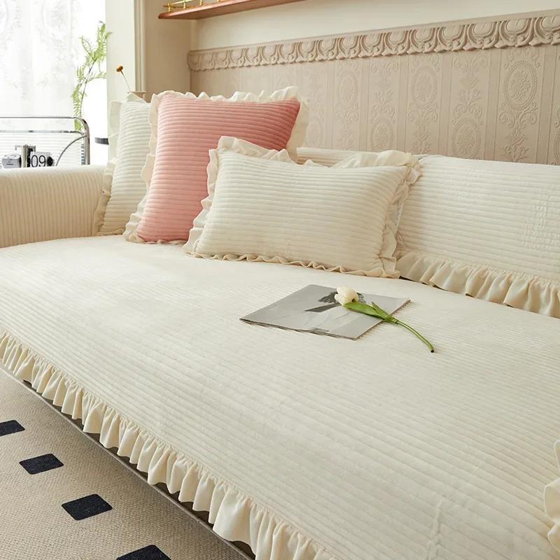 Winter Velvet Warm Sofa Mat Seasonal Universal Anti Slip Cover and Towel Modern Minimalist Thickened Seat Cushions