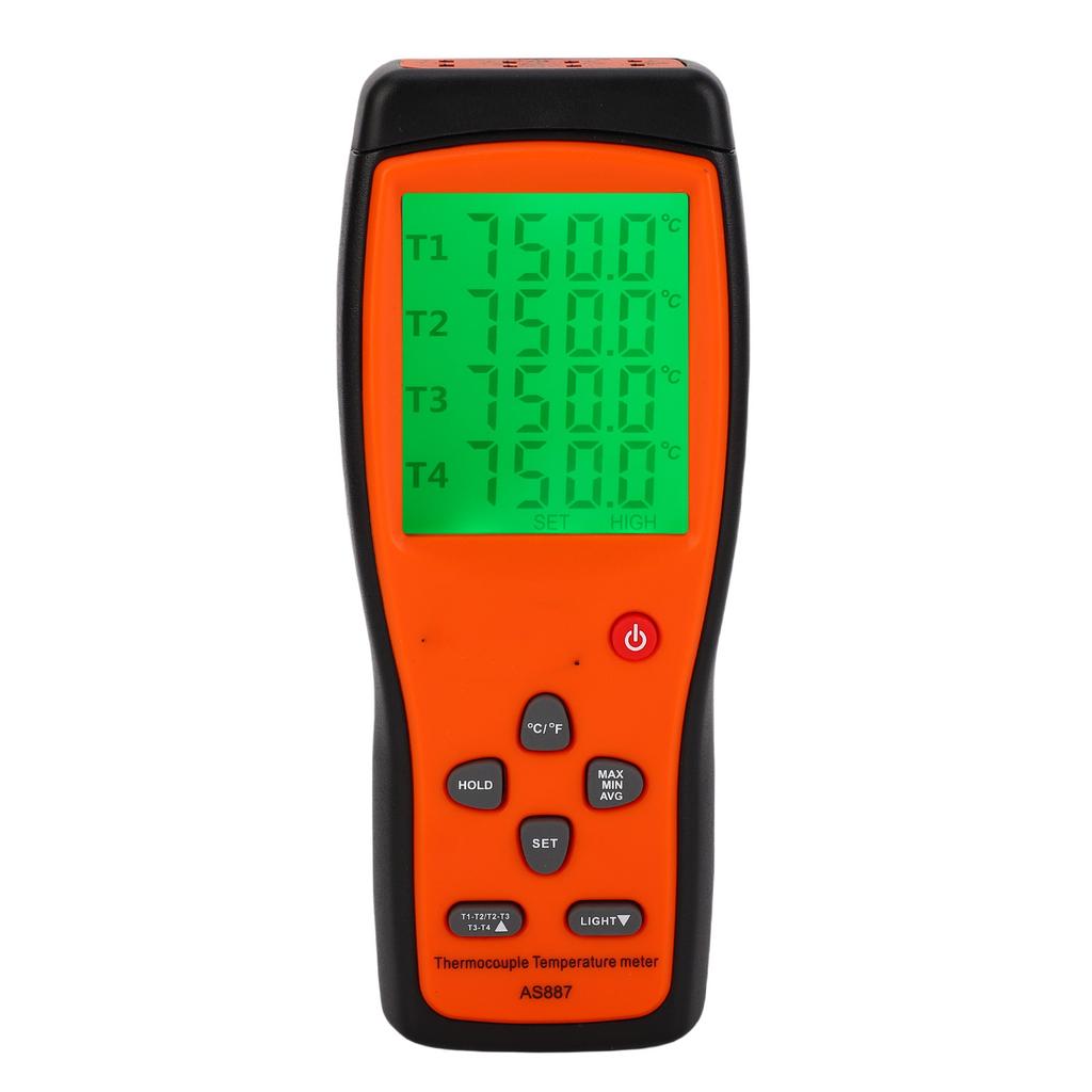 4 Channels Thermometer with 4 Probes K Thermocouple Contacting Type Digital Temperature Tester 2 Units Switching