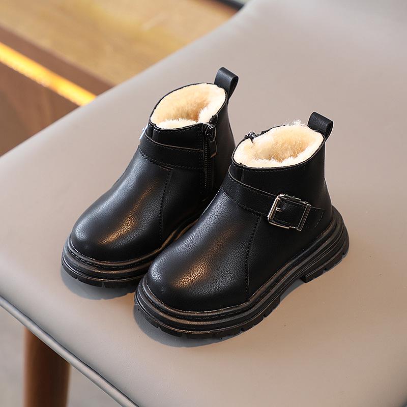 British-Style Kids' Winter Boots: Fleece-Lined, Soft-Soled Cotton for Boys & Girls, Martin Design.