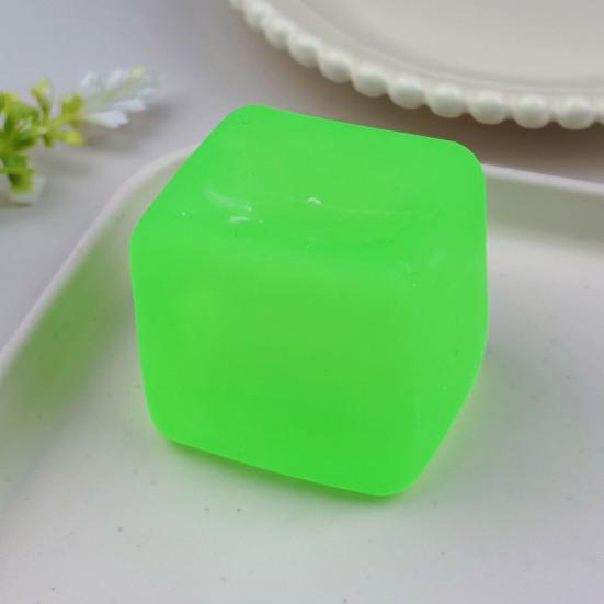 Cube Squeeze Toy Anxiety Relief Stress Toy, Clear Frosted Tool Snowflake Glitter Ice Sensory for Students Workers Shape