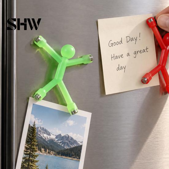Interactive Toys for Family 10Pcs Magnetic Stick Figure Fidget Toy, Bendable Magnet Matchman Fridge Portable Home Note Photo Holder, Stress