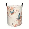 1pc - Cherry Blossom And Monarch Butterfly Inspired Laundry Basket - Light Pink/Beige Foldable Round Storage Basket, with Cherry Branch Design, Soft F