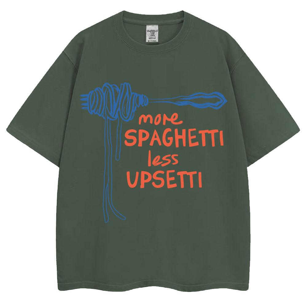 More Spaghetti Less Upsetti Funny Food T Shirt Men Women Fashion Aesthetic T-shirt Oversized Cotton Casual O-Neck T-shirts Gifts 3XL