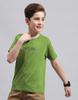 MONTE CARLO Boys Green Printed Round Neck Half Sleeve Regular Fit T-Shirt