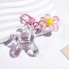 Acrylic Balloon Dog Keychain with Flower Charm Durable Lightweight Key Ring Accessory for Bags Backpacks and Keys