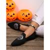 Breathable Shoes Women's 2025 Autumn New Flat Large Yard Pointed Toe Embroidery Color-blocking Lazy Shoes