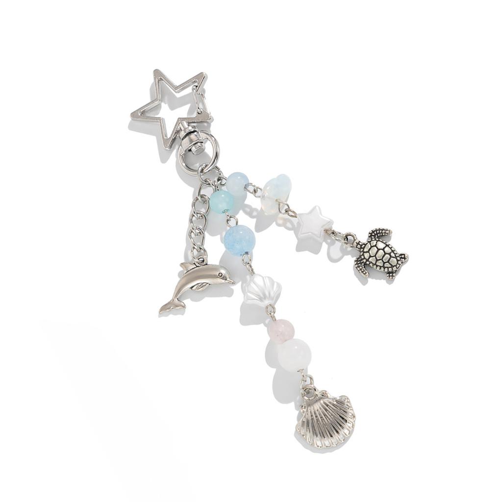 Oceanics Themed Dolphin Seashells Turtles Keychain Portable for Travel Enthusiasts And Personalize Accessories Lovers