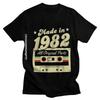 Mens Graphic Print Cotton T-Shirt 1982 Born Streetwear Tee Casual Short Sleeve